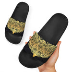 Golden Spiritual Stingray Print Black Slide Sandals