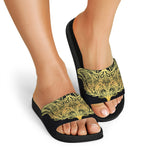 Golden Spiritual Stingray Print Black Slide Sandals