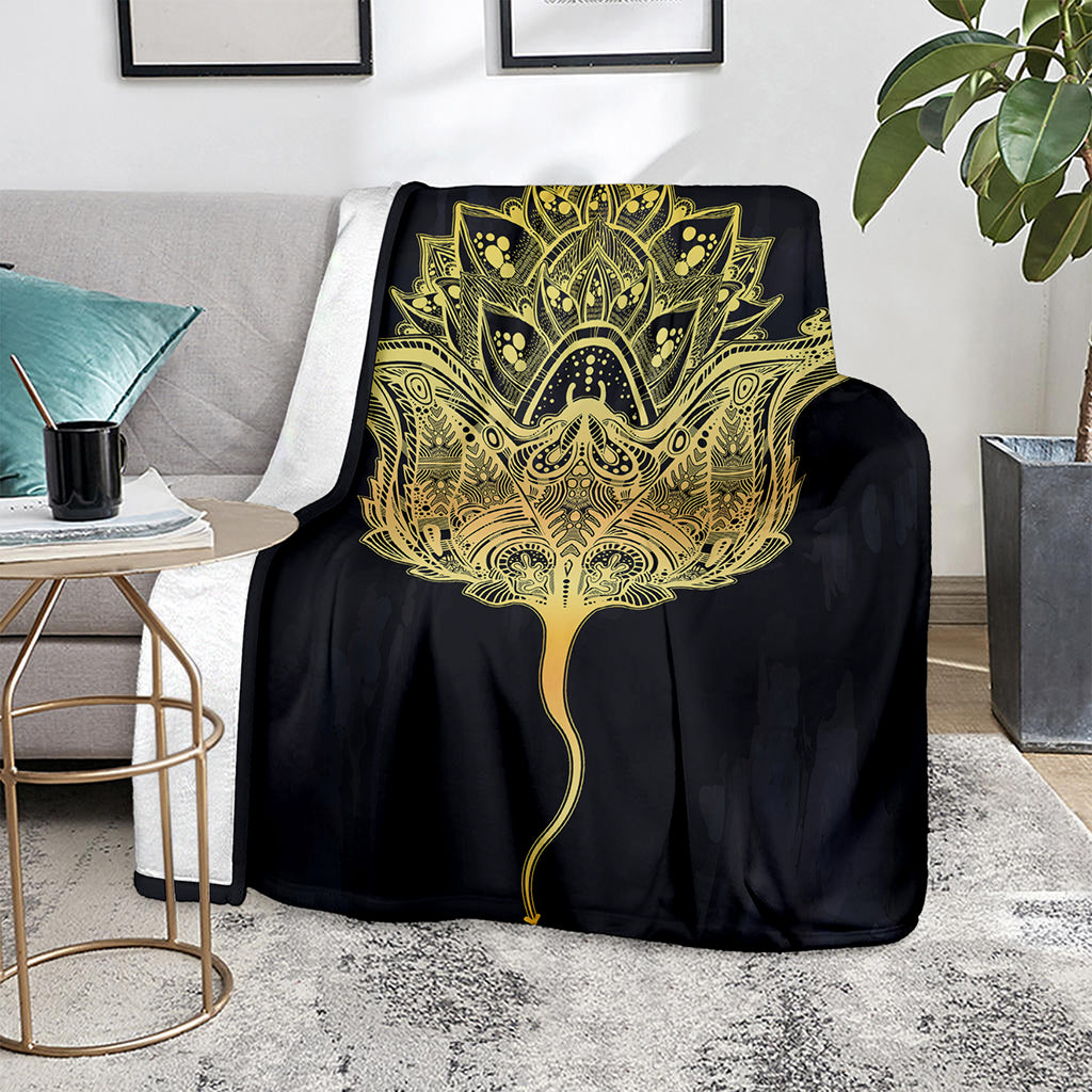 Golden Spiritual Stingray Print Blanket