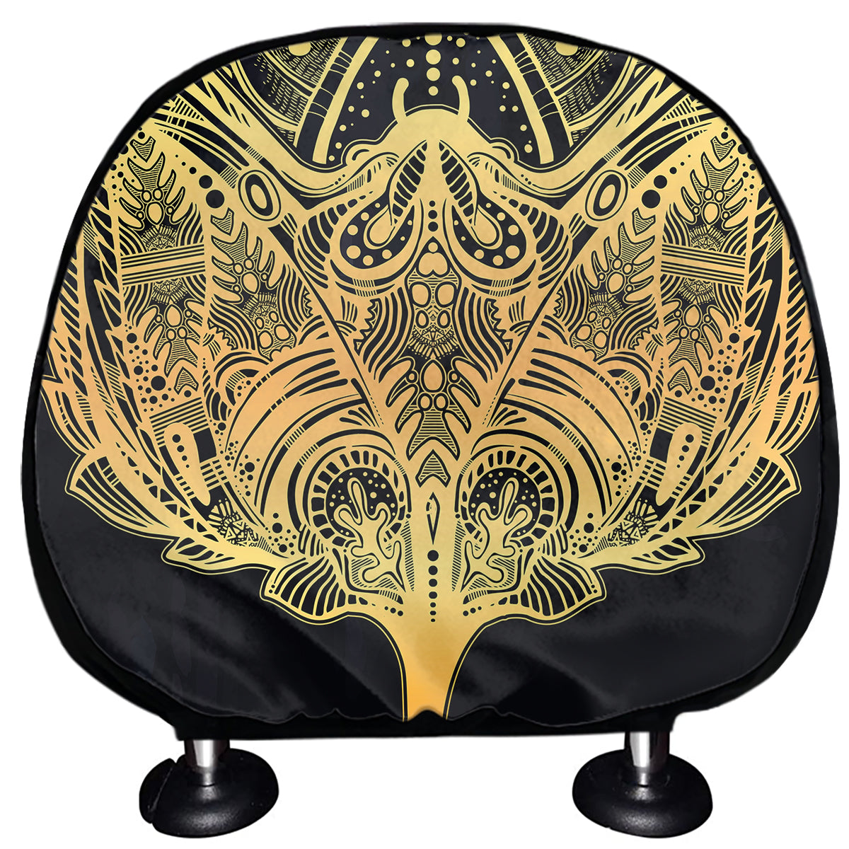 Golden Spiritual Stingray Print Car Headrest Covers