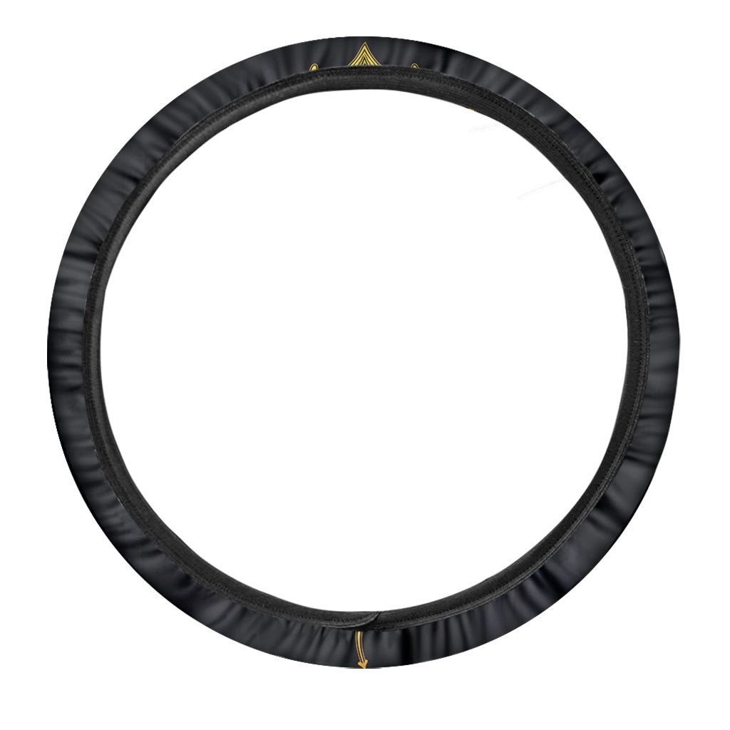 Golden Spiritual Stingray Print Car Steering Wheel Cover