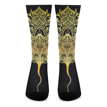 Golden Spiritual Stingray Print Crew Socks