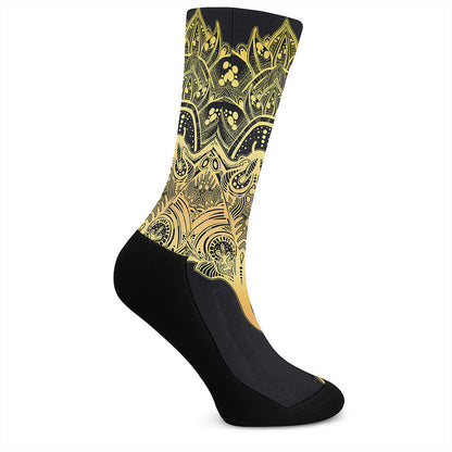 Golden Spiritual Stingray Print Crew Socks