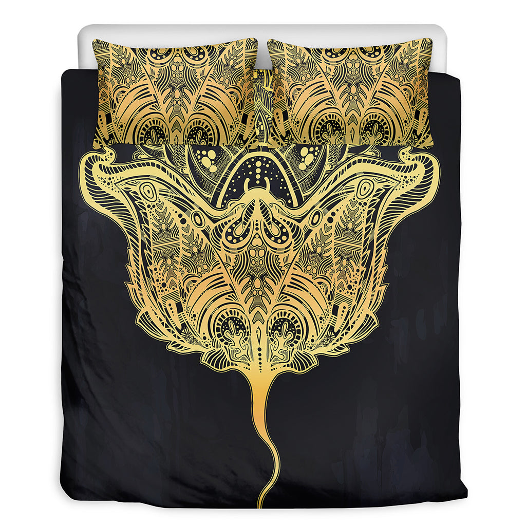 Golden Spiritual Stingray Print Duvet Cover Bedding Set