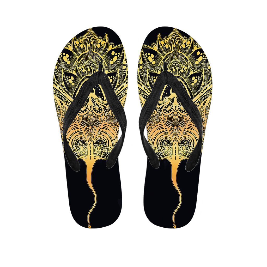 Golden Spiritual Stingray Print Flip Flops
