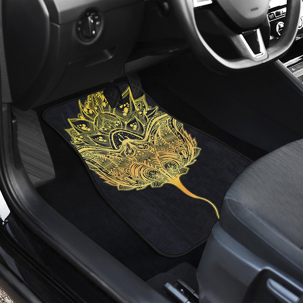 Golden Spiritual Stingray Print Front and Back Car Floor Mats