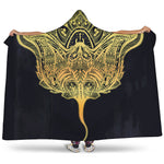 Golden Spiritual Stingray Print Hooded Blanket