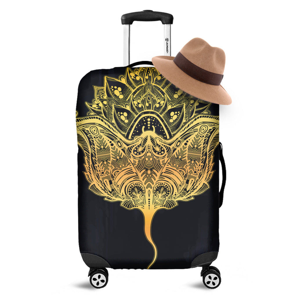 Golden Spiritual Stingray Print Luggage Cover