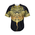 Golden Spiritual Stingray Print Men's Baseball Jersey