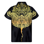 Golden Spiritual Stingray Print Men's Short Sleeve Shirt
