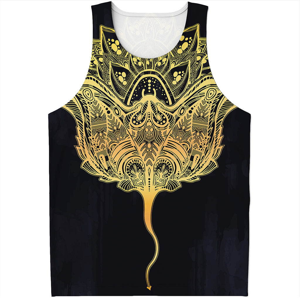 Golden Spiritual Stingray Print Men's Tank Top