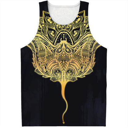 Golden Spiritual Stingray Print Men's Tank Top