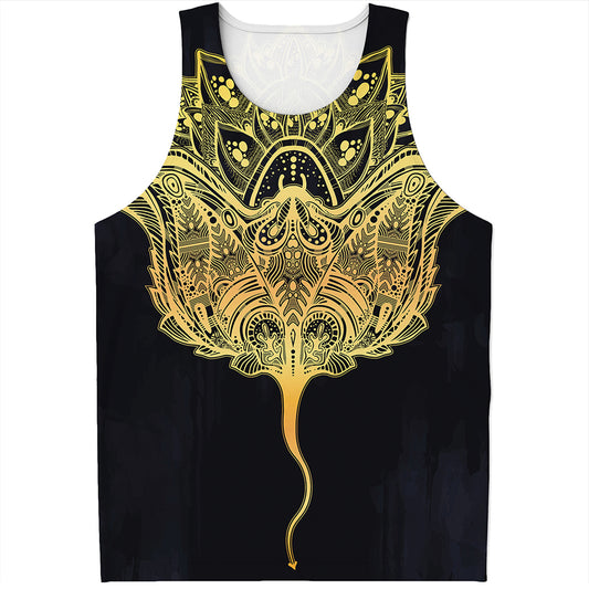 Golden Spiritual Stingray Print Men's Tank Top