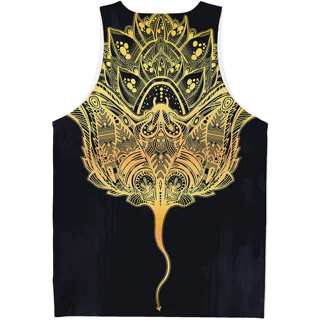 Golden Spiritual Stingray Print Men's Tank Top