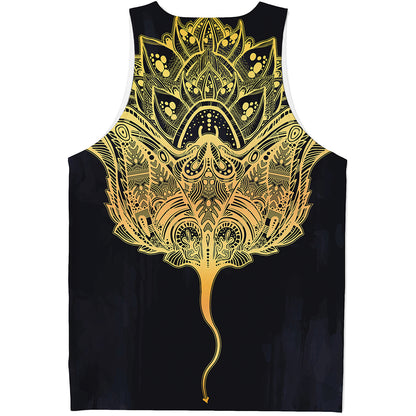 Golden Spiritual Stingray Print Men's Tank Top