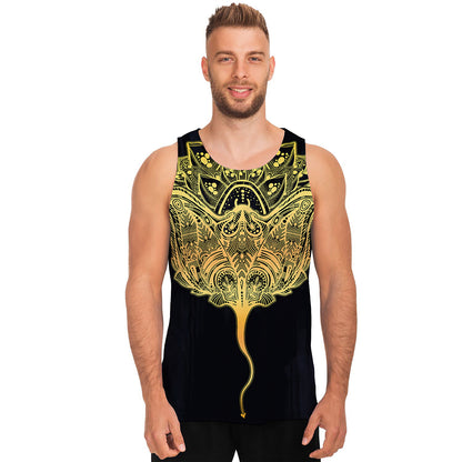 Golden Spiritual Stingray Print Men's Tank Top