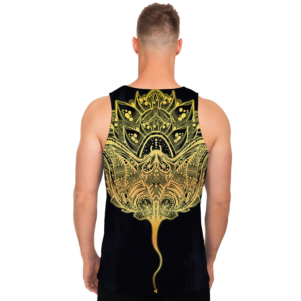 Golden Spiritual Stingray Print Men's Tank Top