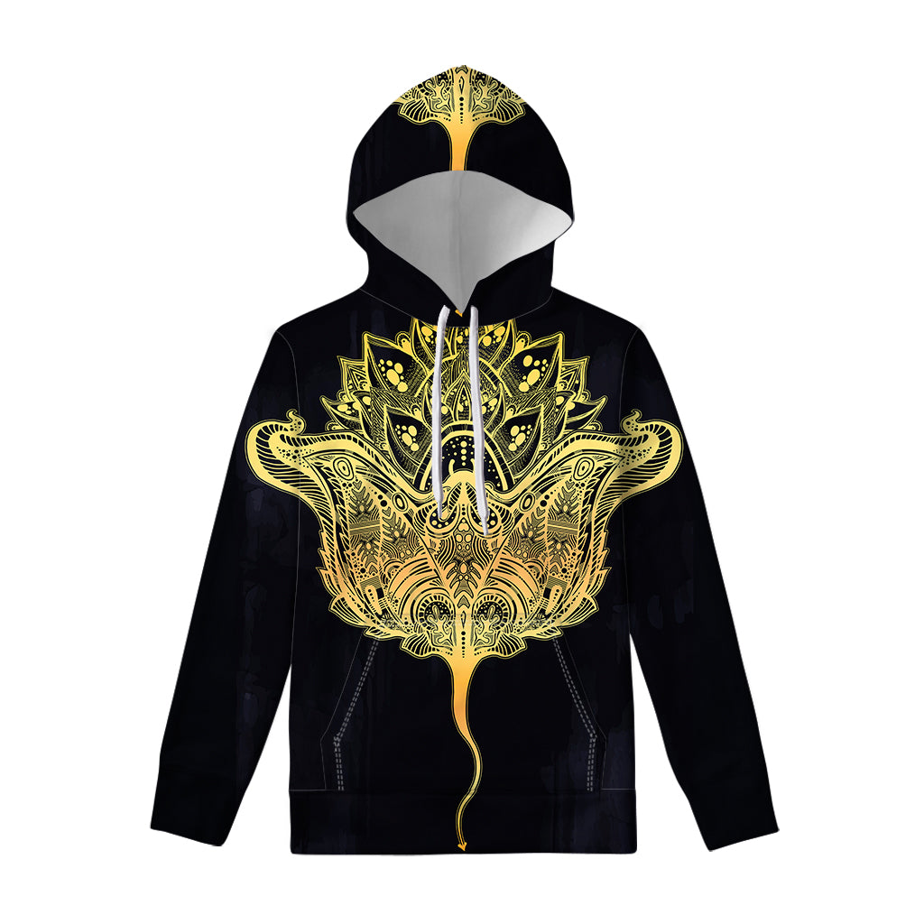 Golden Spiritual Stingray Print Pullover Hoodie