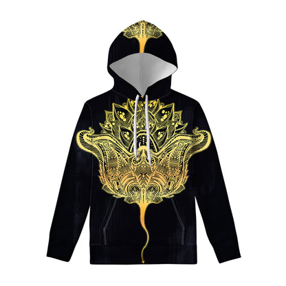 Golden Spiritual Stingray Print Pullover Hoodie