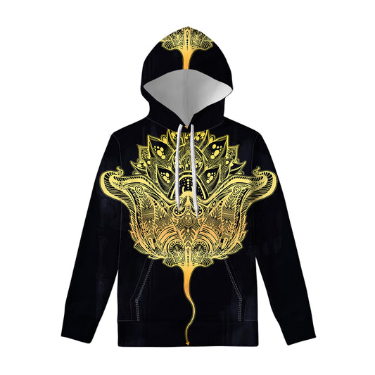 Golden Spiritual Stingray Print Pullover Hoodie
