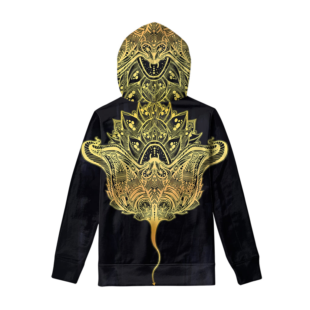 Golden Spiritual Stingray Print Pullover Hoodie