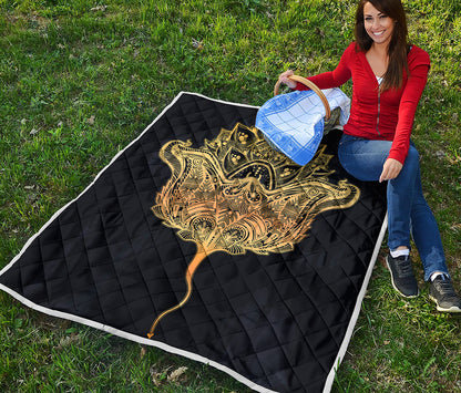 Golden Spiritual Stingray Print Quilt