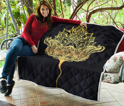 Golden Spiritual Stingray Print Quilt