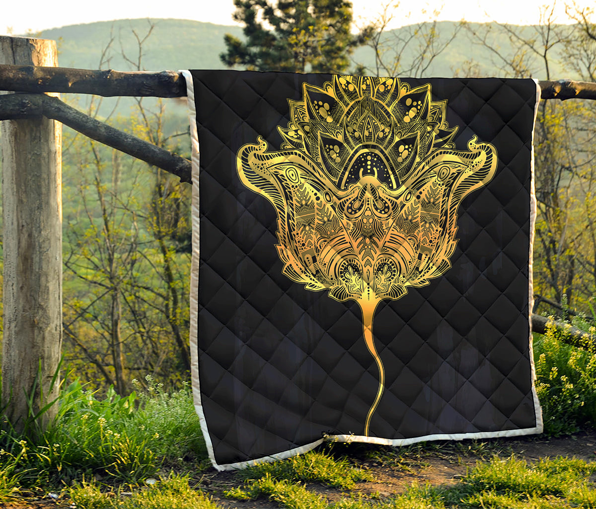 Golden Spiritual Stingray Print Quilt