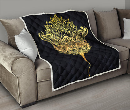 Golden Spiritual Stingray Print Quilt