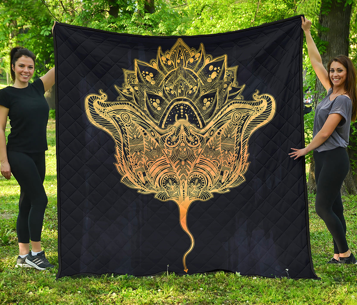 Golden Spiritual Stingray Print Quilt