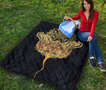 Golden Spiritual Stingray Print Quilt
