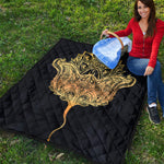 Golden Spiritual Stingray Print Quilt