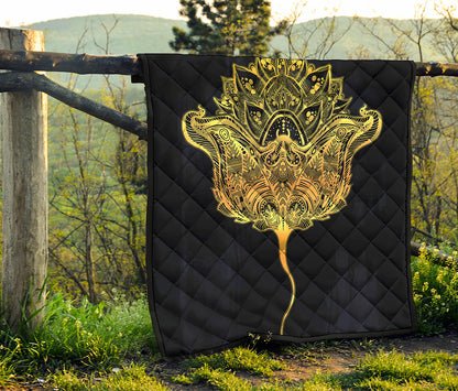 Golden Spiritual Stingray Print Quilt