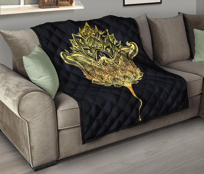 Golden Spiritual Stingray Print Quilt