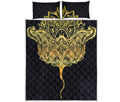 Golden Spiritual Stingray Print Quilt Bed Set