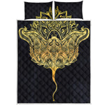 Golden Spiritual Stingray Print Quilt Bed Set