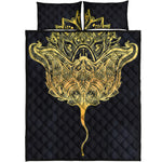 Golden Spiritual Stingray Print Quilt Bed Set