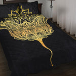 Golden Spiritual Stingray Print Quilt Bed Set