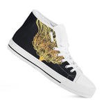 Golden Spiritual Stingray Print White High Top Shoes