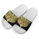 Golden Spiritual Stingray Print White Slide Sandals