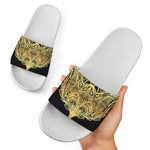 Golden Spiritual Stingray Print White Slide Sandals