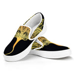 Golden Spiritual Stingray Print White Slip On Shoes