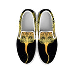 Golden Spiritual Stingray Print White Slip On Shoes