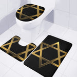 Golden Star of David Print 3 Piece Bath Mat Set
