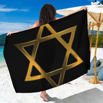Golden Star of David Print Beach Sarong Wrap