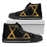Golden Star of David Print Black High Top Shoes