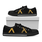 Golden Star of David Print Black Low Top Shoes 