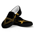 Golden Star of David Print Black Slip On Sneakers