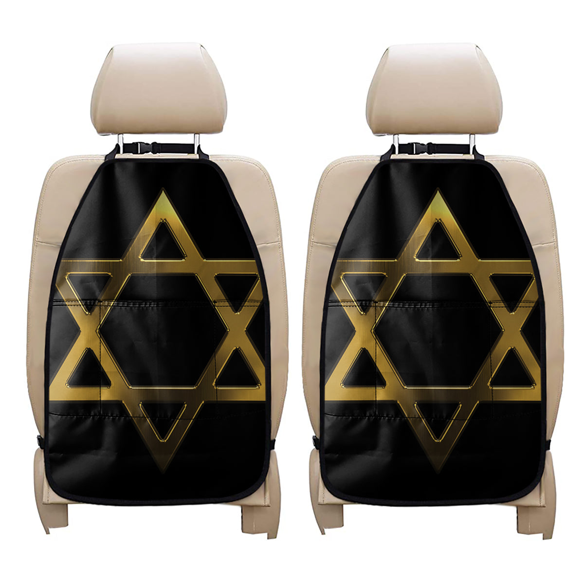 Golden Star of David Print Car Seat Organizers