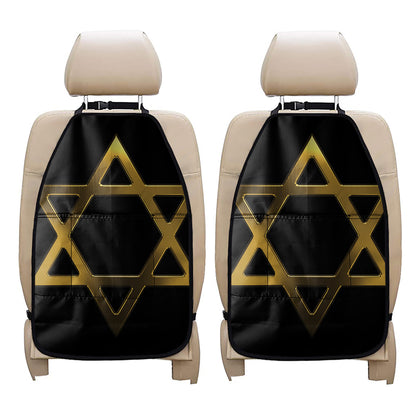 Golden Star of David Print Car Seat Organizers